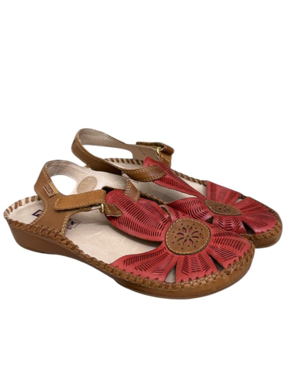 Pikolinos Puerto Vallarta Coral Leather T Strap Women's Sandals Size 7 / 37 - Picture 2 of 10